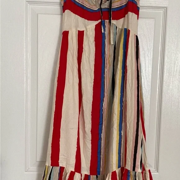NWT Striped Maxi Dress En Crème ASOS Adjustable Straps Red pink Cream Size Small - Picture 2 of 7